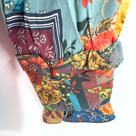 Tolani Collection Button Down Top Womens Small Floral Patchwork Boho Indie Soft - Picture 3 of 10